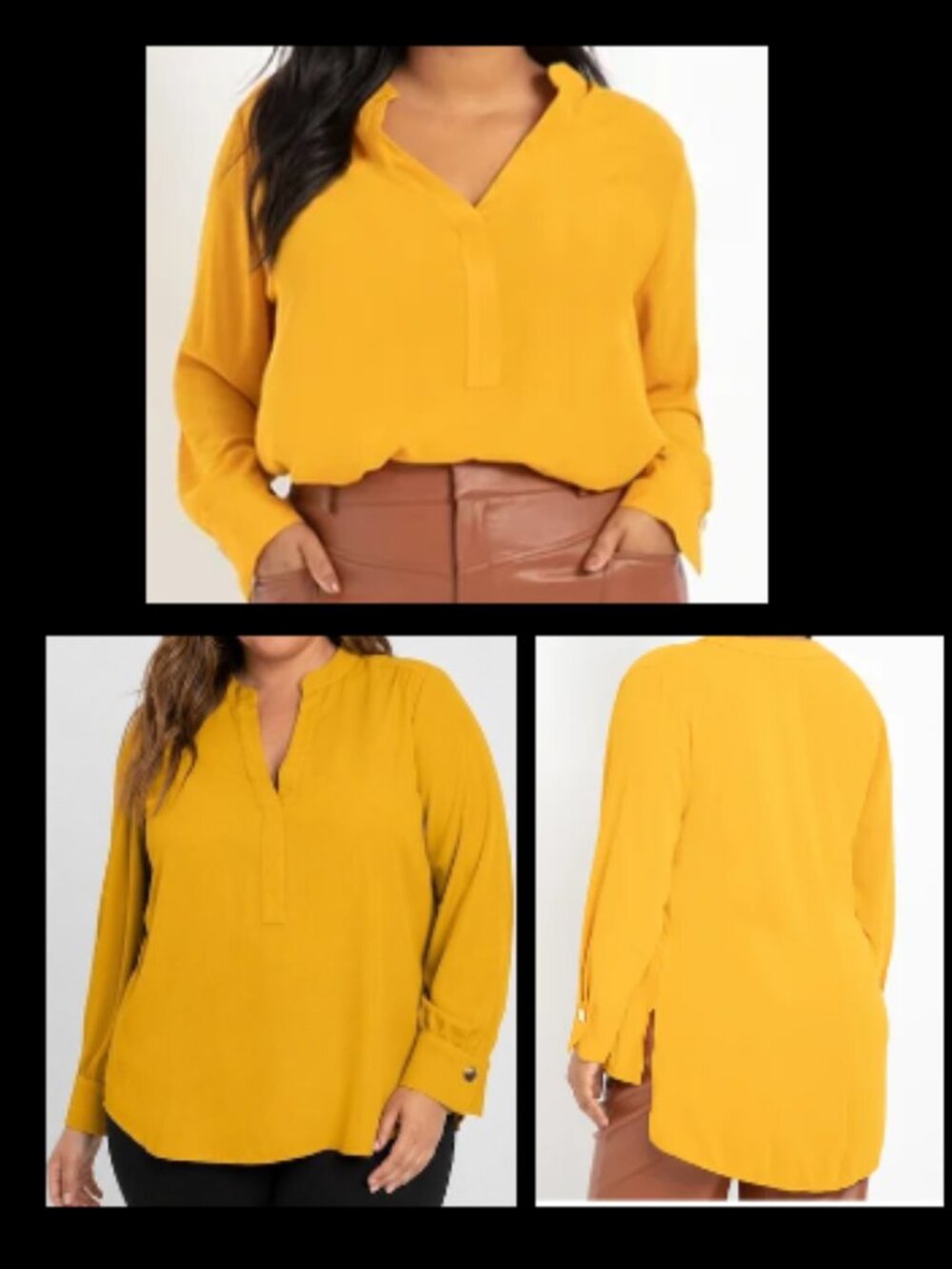 NWT ELOQUII Women's Plus Size Mandarin Collar Tunic Blouse Top Size 14